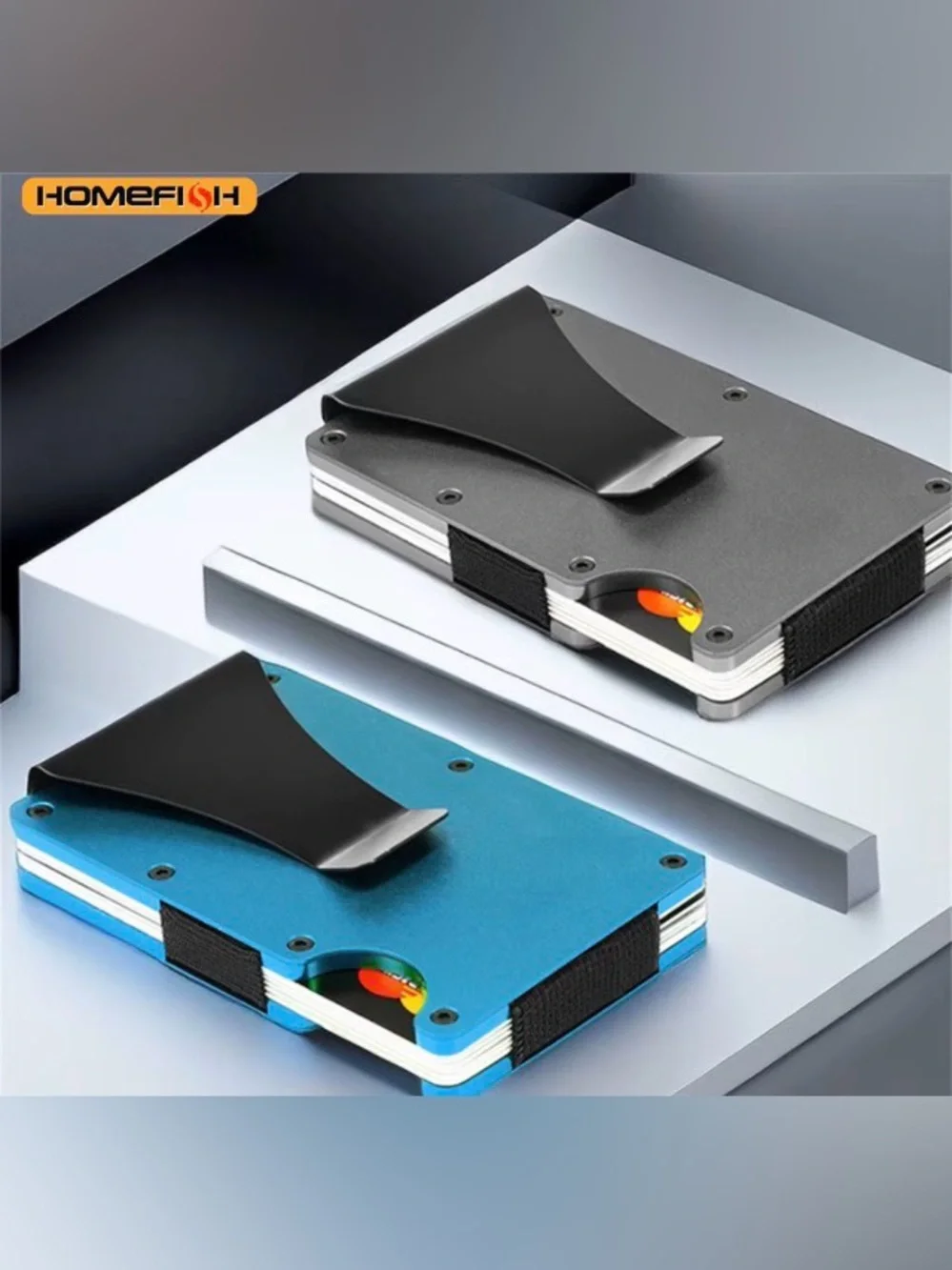HOMEFISH Wallet For Men Minimalist Slim RFID Credit Card Holder & Money Clip